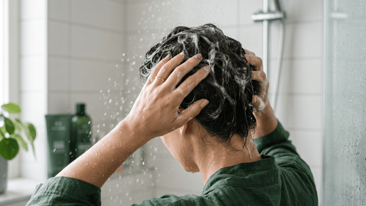 Best shampoo habits for thinning hair — gentle scalp massage during a shower routine