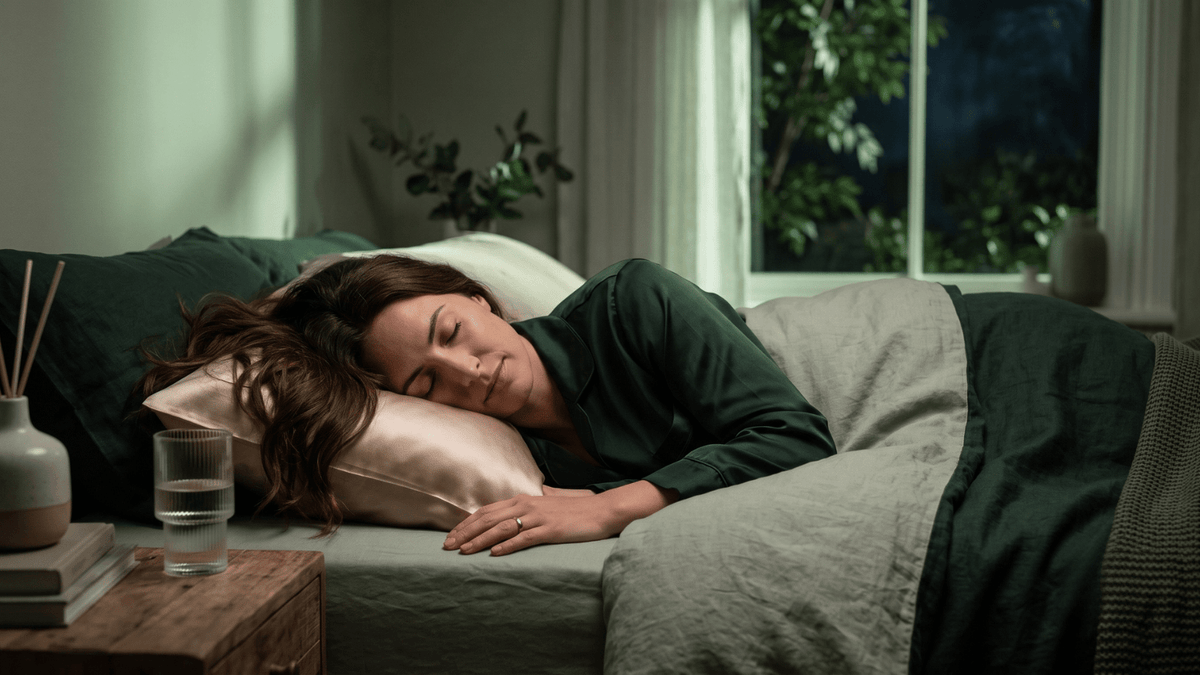 Sleep and hydration for healthier hair — woman resting in bed