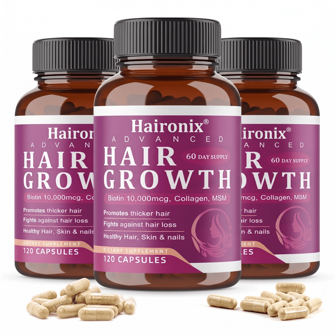 haironix advacne hair growth 6 month supply, promotes thicker  hair fights against hair loss healthy hair skin & nails
