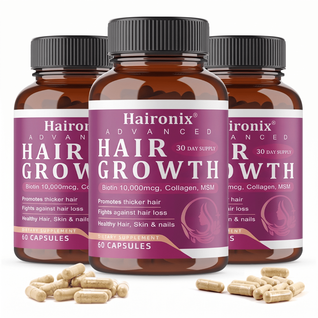 haironix advacne hair growth 3 month supply, promotes thicker  hair fights against hair loss healthy hair skin & nails