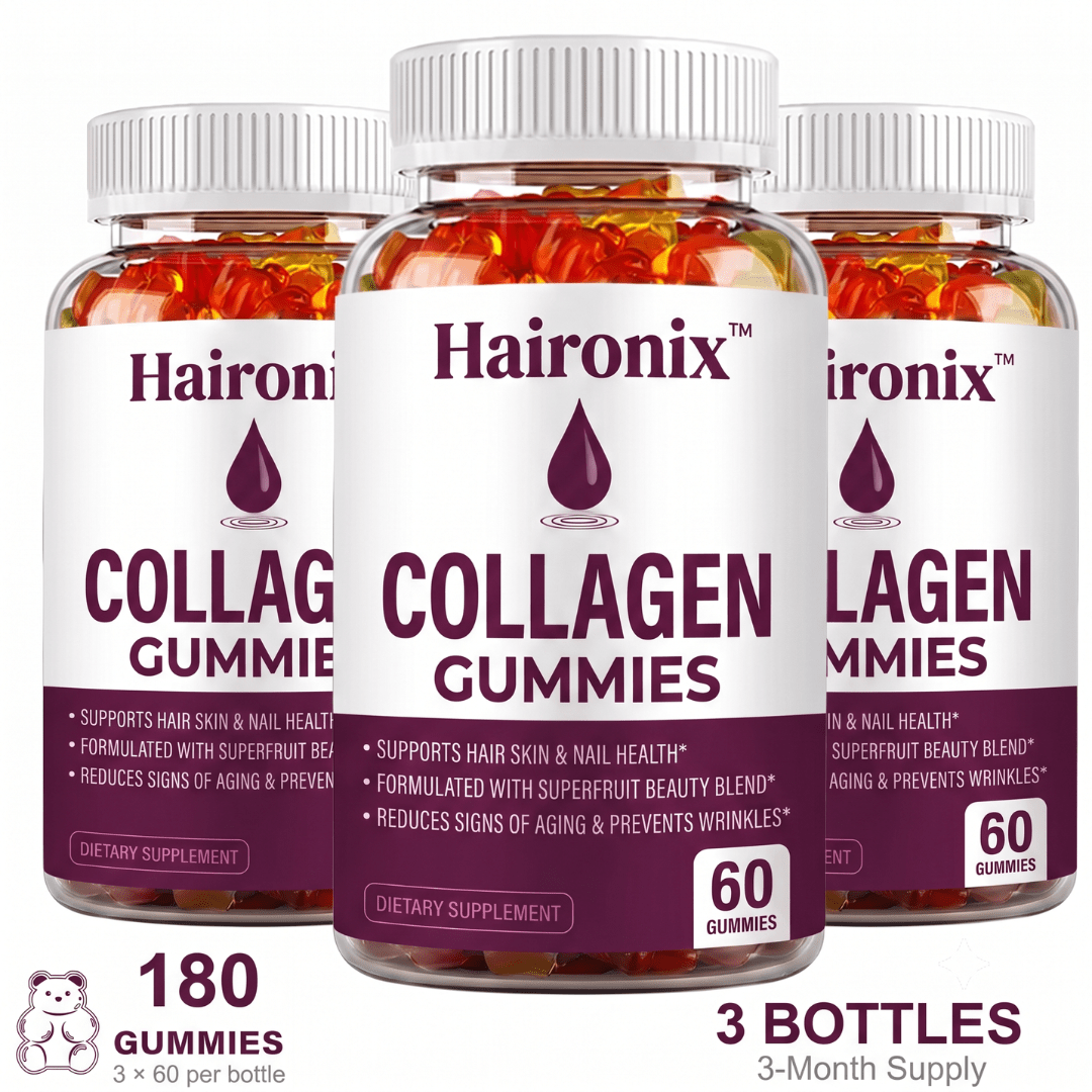 Haironix Collagen Gummies 3-month bundle, 180 gummies in three bottles of 60