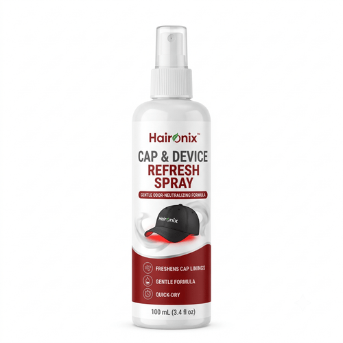 Haironix Cap and Device Refresh Spray, 100 mL gentle odor-neutralizing spray for red light therapy cap linings